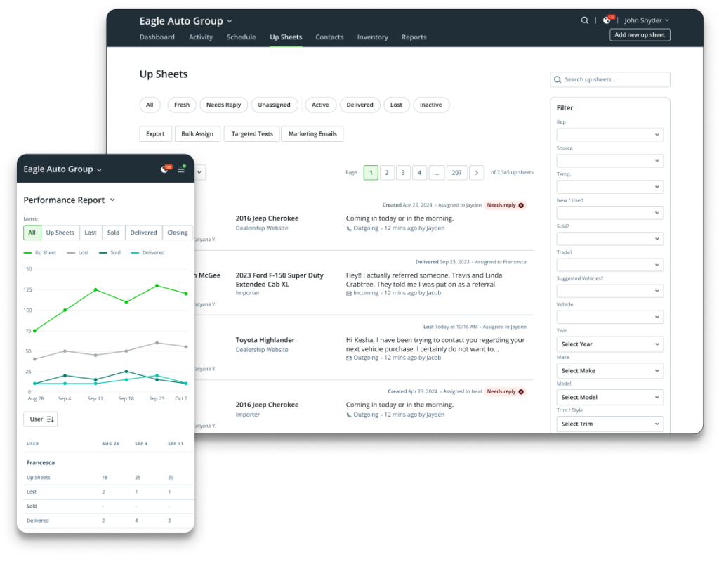 screenshot of AutoRaptor CRM